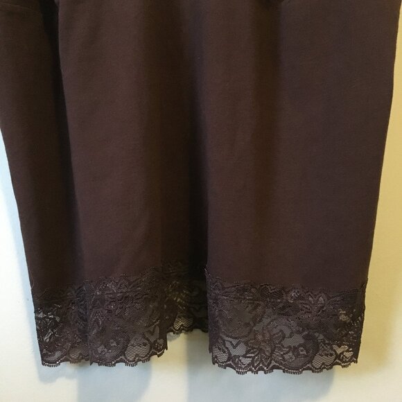 Y2K Brown Cotton Lace Hem and Bust Bodycon Cami - Picture 5 of 15